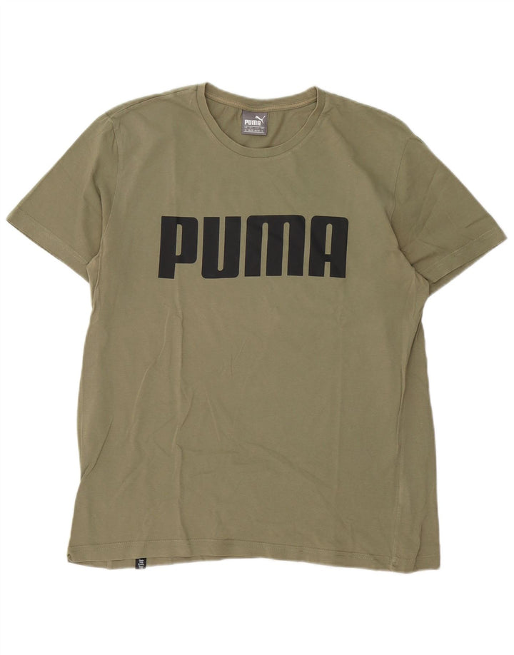 Puma Mens Graphic T-Shirt Top Medium Khaki Cotton