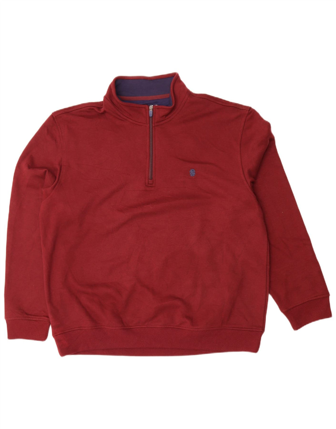 Izod Mens Zip Neck Sweatshirt Jumper XL Maroon Polyester