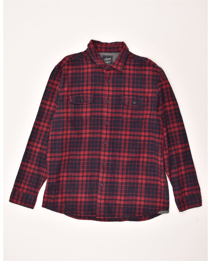 VINTAGE Mens Flannel Shirt XL Navy Blue Check Cotton Vintage Vintage and Second-Hand Vintage from Messina Hembry 