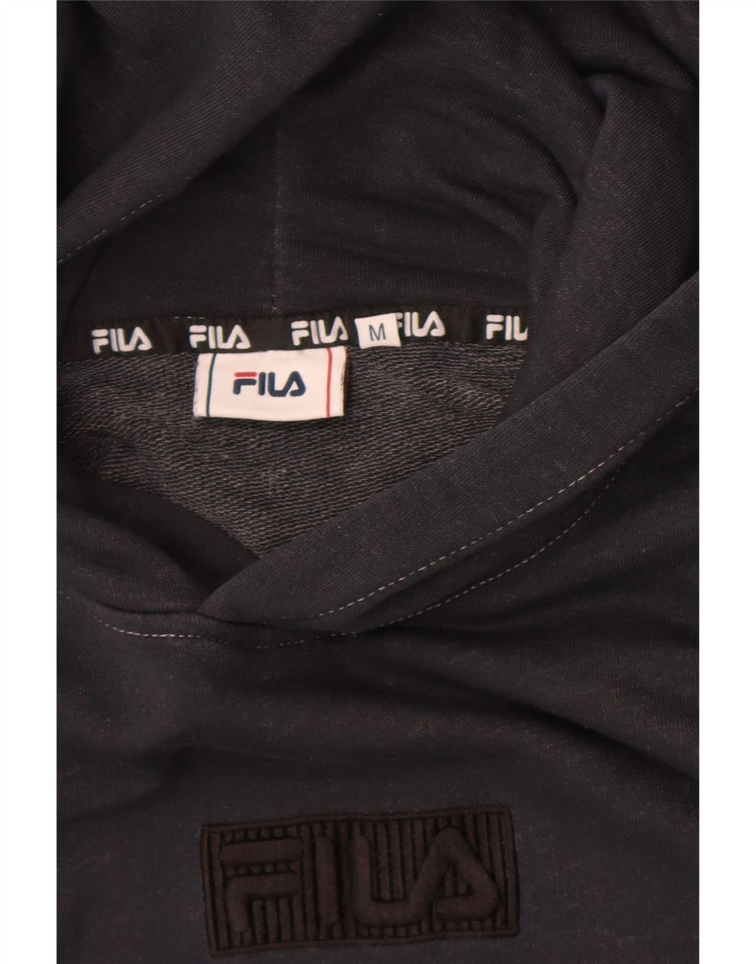 Fila Womens Graphic Hoodie Jumper UK 14 Medium Black