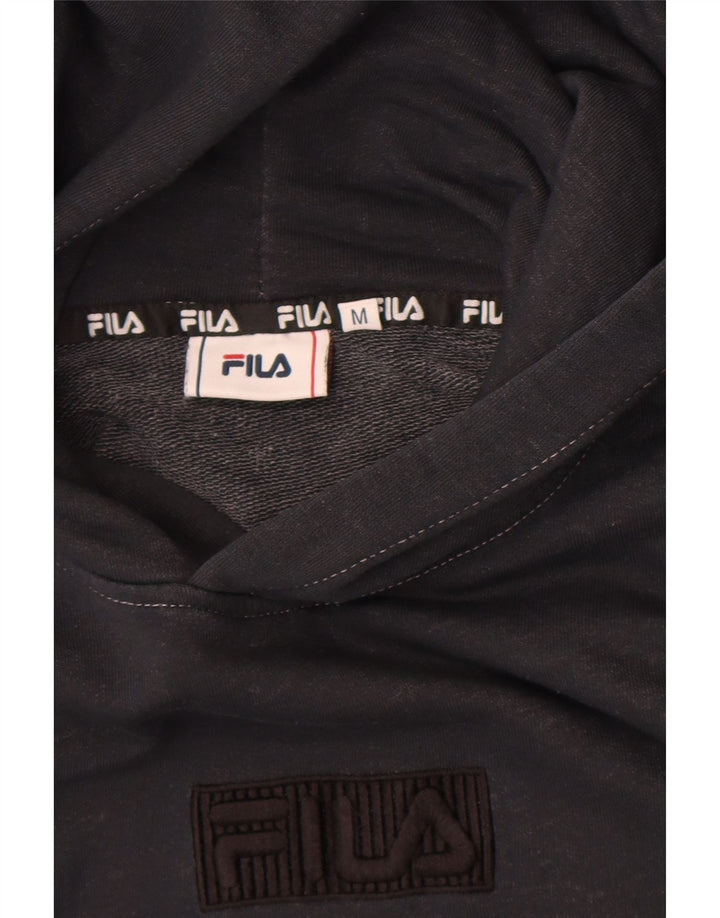 Fila Womens Graphic Hoodie Jumper UK 14 Medium Black