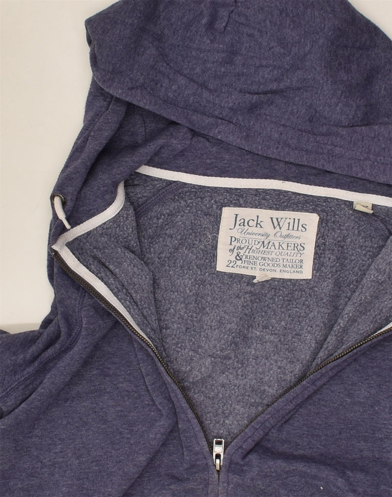 JACK WILLS Womens Zip Hoodie Sweater UK 14 Medium Blue Cotton | Vintage Jack Wills | Thrift | Second-Hand Jack Wills | Used Clothing | Messina Hembry 