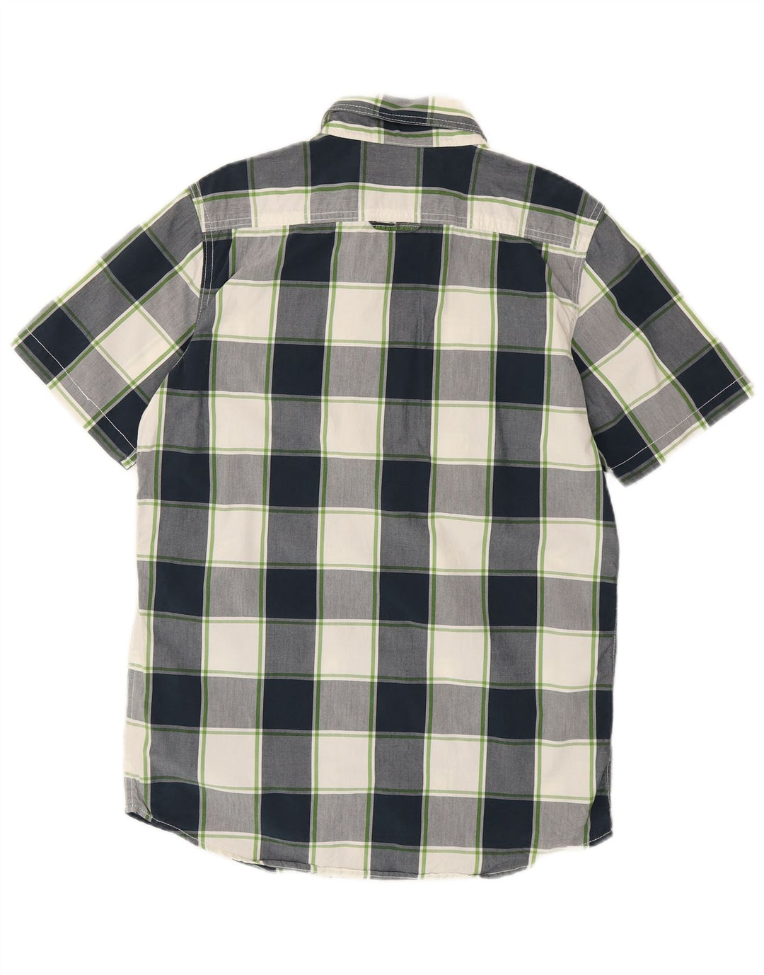 Superdry Mens Short Sleeve Shirt Large Navy Blue Check Cotton
