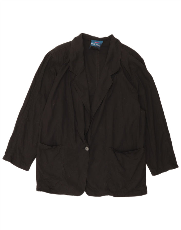 Daniel Hechter Womens 1 Button Blazer Jacket IT 48 XL Black Cotton