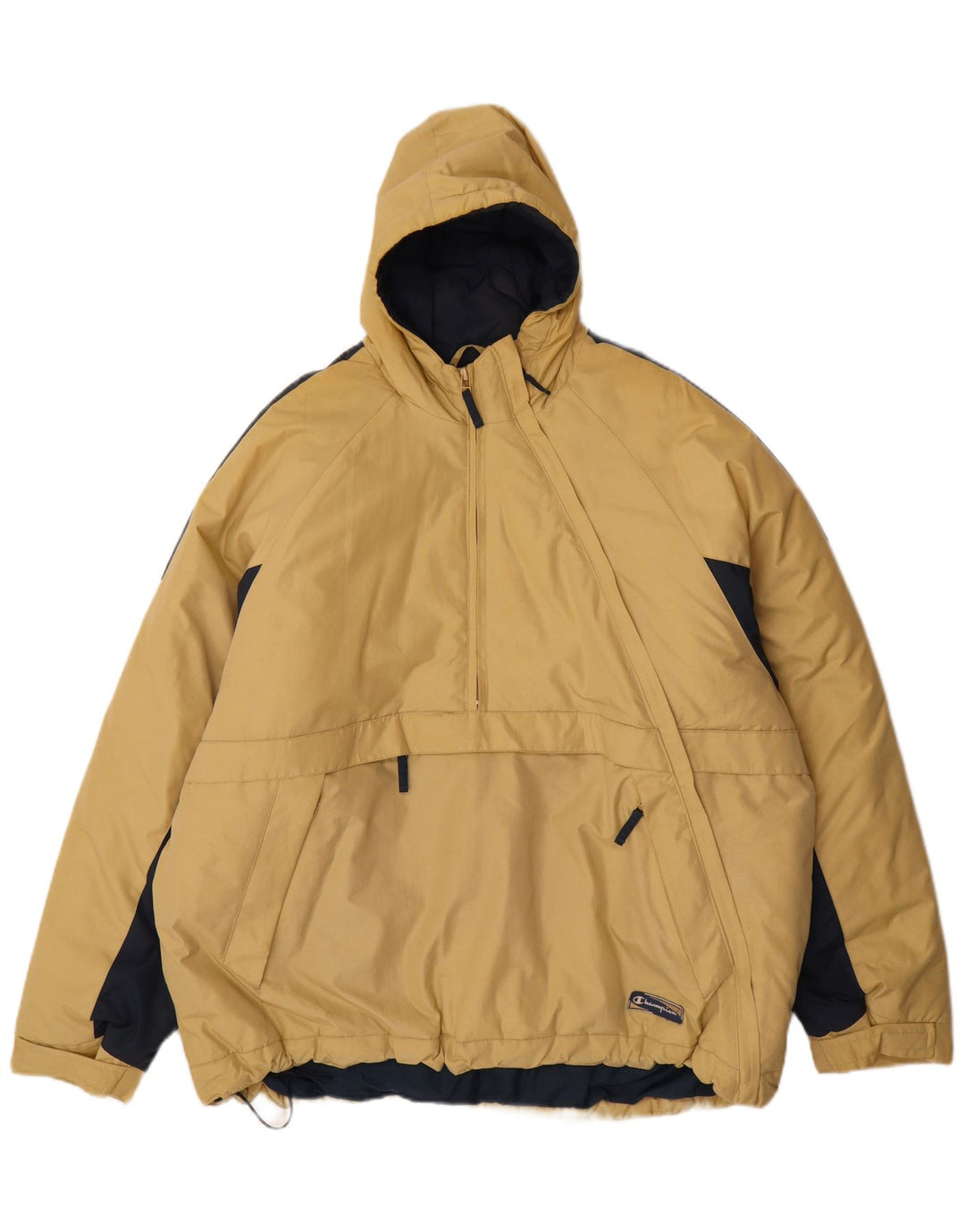 Champion Mens Hooded Pullover Padded Jacket UK 42 XL Beige Colourblock