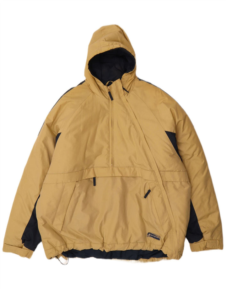 Champion Mens Hooded Pullover Padded Jacket UK 42 XL Beige Colourblock
