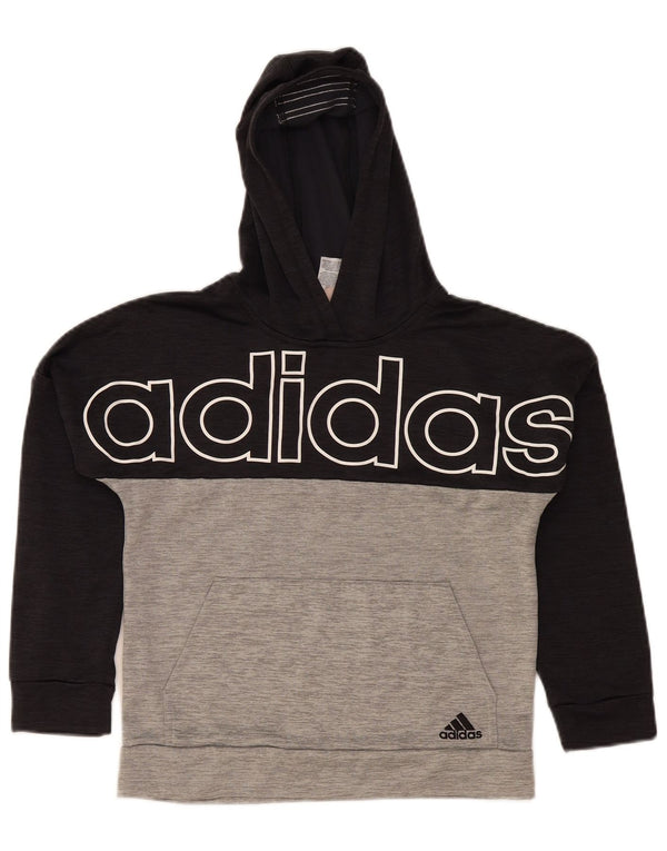Adidas Boys Graphic Hoodie Jumper 10-11 Years Medium Grey Colourblock