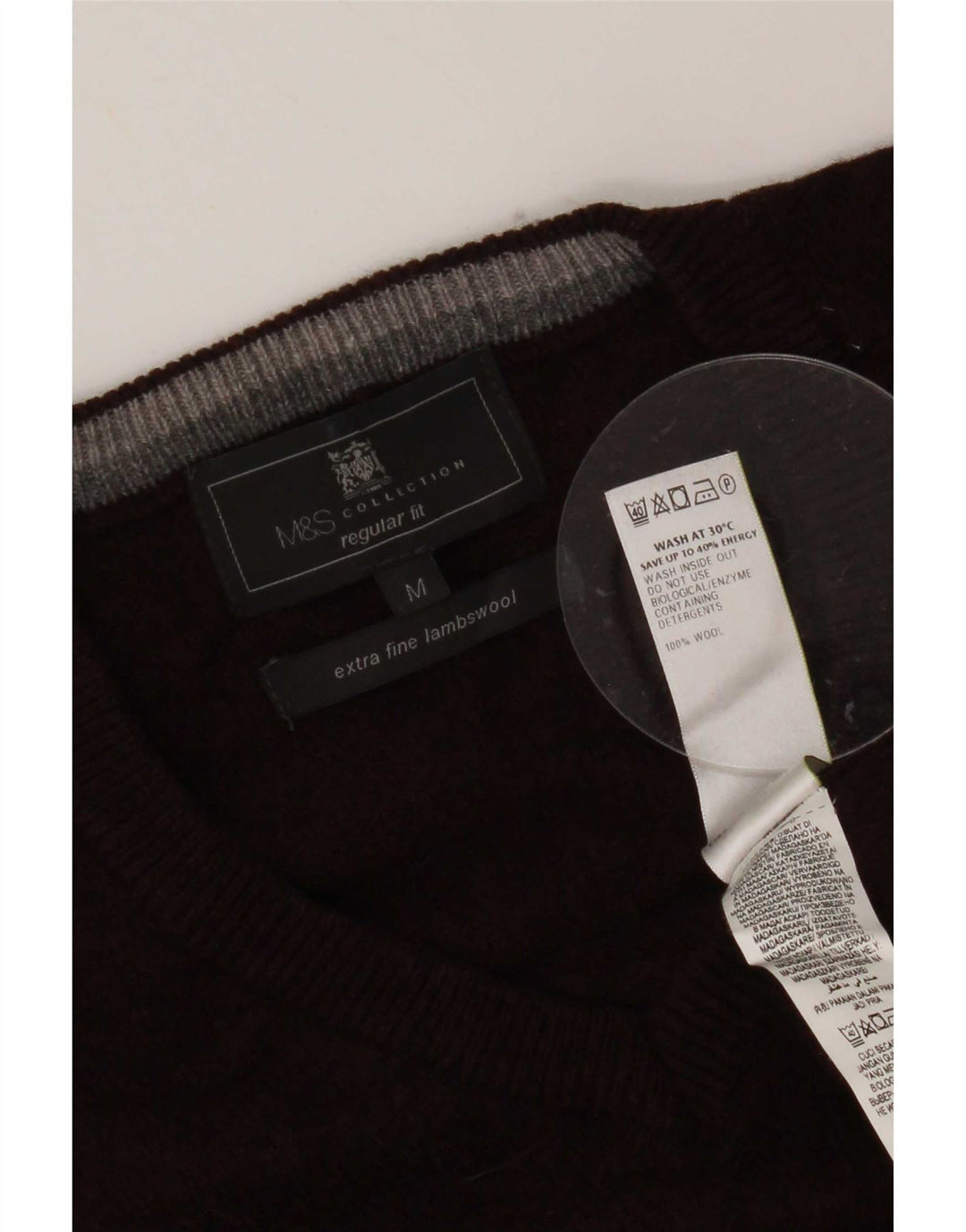 Marks & Spencer Mens Regular Fit Vest Tank Top Medium Burgundy Wool
