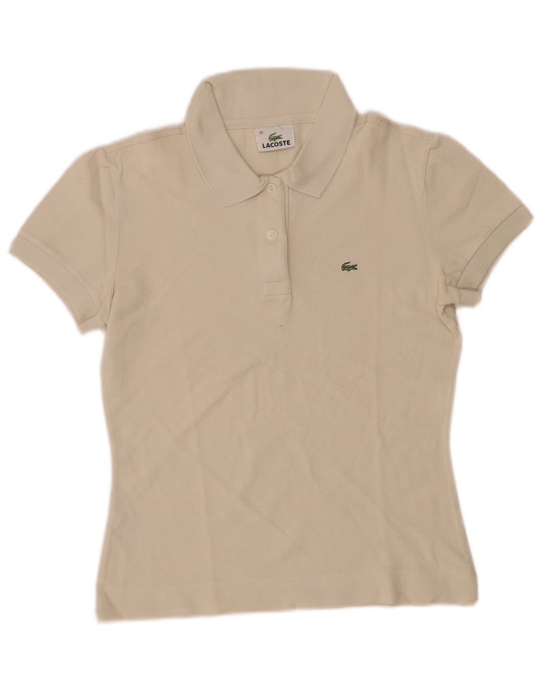 LACOSTE Womens Polo Shirt Size 38 Medium White Cotton