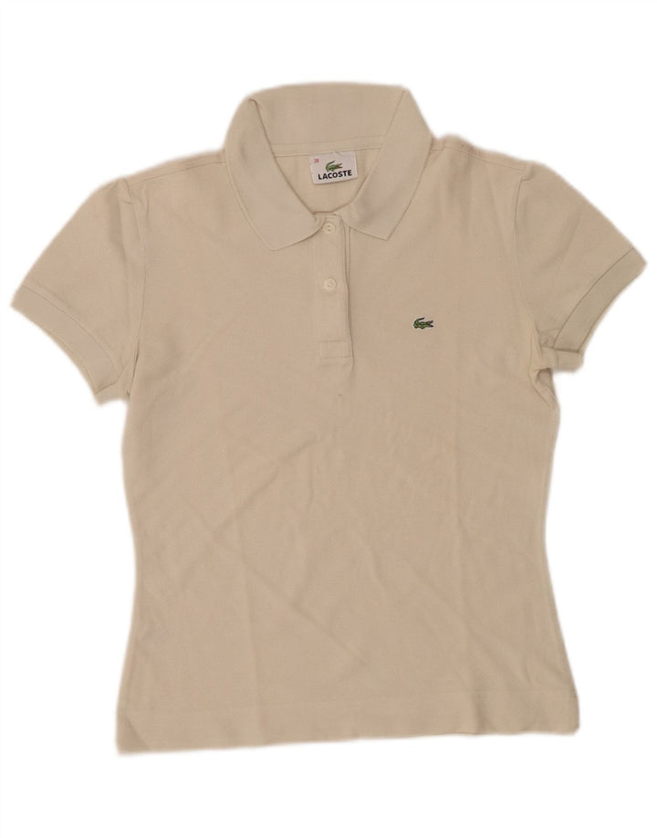 LACOSTE Womens Polo Shirt Size 38 Medium White Cotton