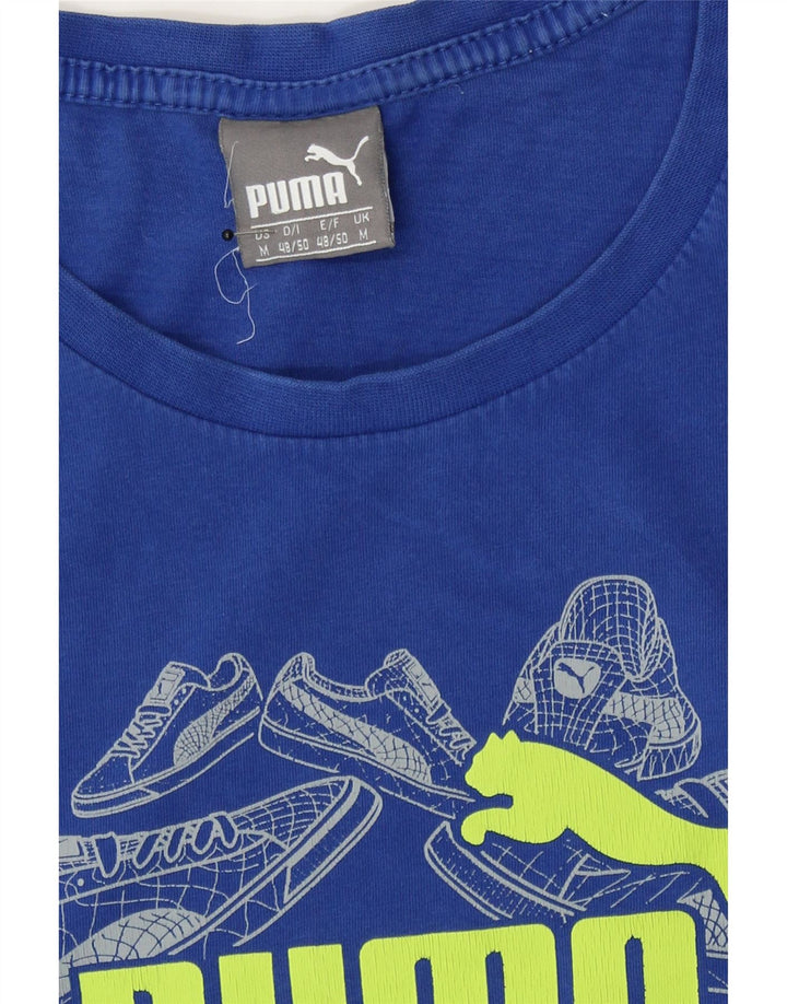 PUMA Mens Graphic T-Shirt Top Medium Blue Vintage Puma and Second-Hand Puma from Messina Hembry 