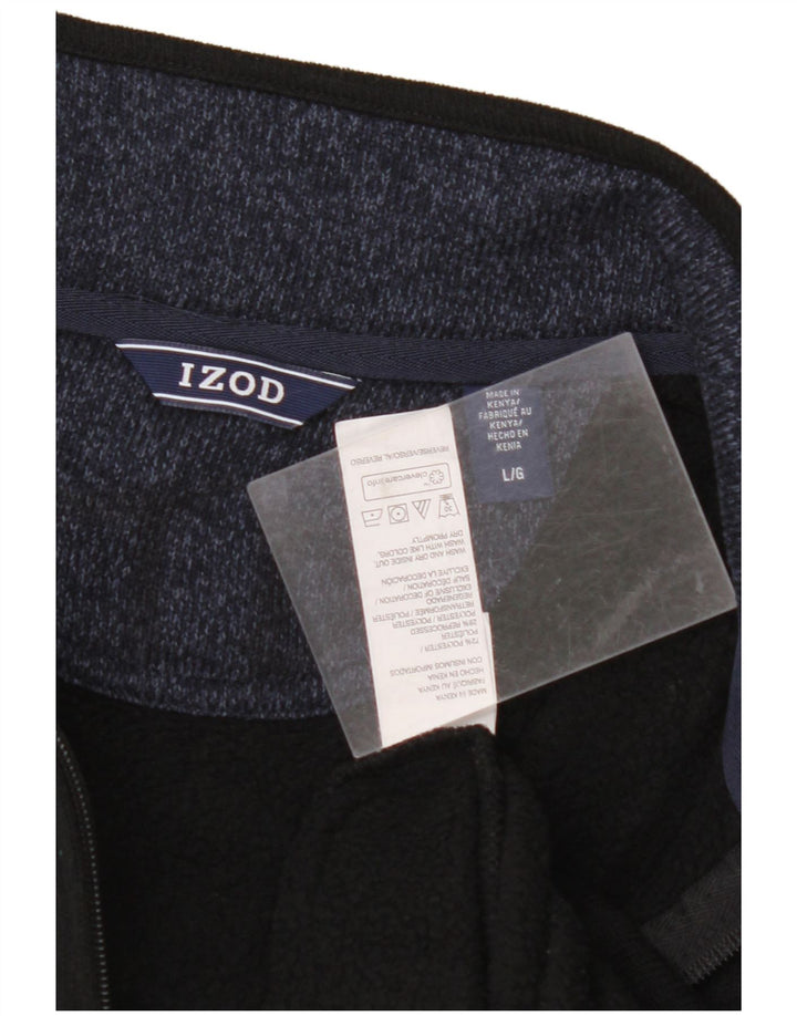 IZOD Mens Zip Neck Sweatshirt Jumper Large Black Polyester