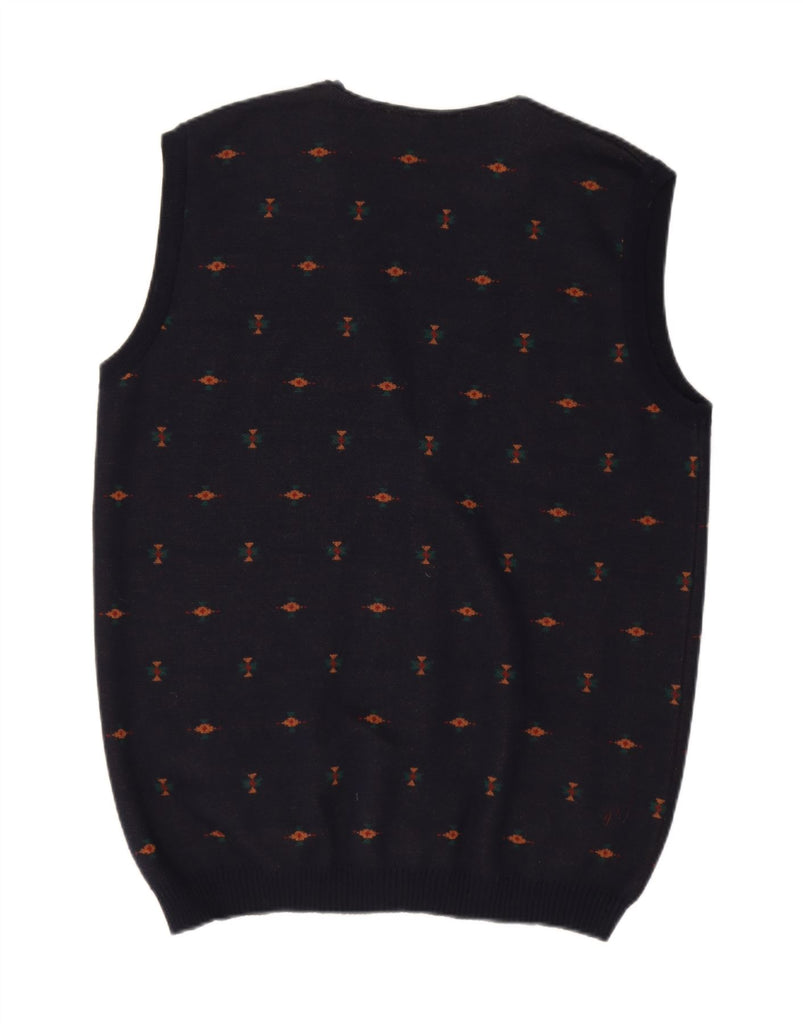 VINTAGE Mens Abstract Pattern Cardigan Sweater IT 52 Large Navy Blue Vintage Vintage and Second-Hand Vintage from Messina Hembry 