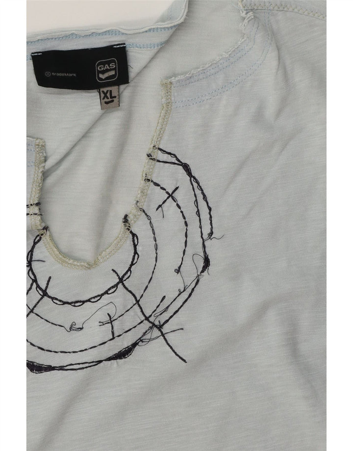 GAS Mens Graphic T-Shirt Top XL Blue Flecked