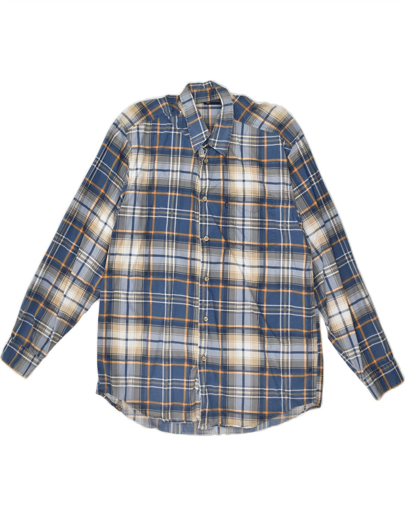 LERROS Mens Shirt Medium Blue Check Cotton | Vintage Lerros | Thrift | Second-Hand Lerros | Used Clothing | Messina Hembry 