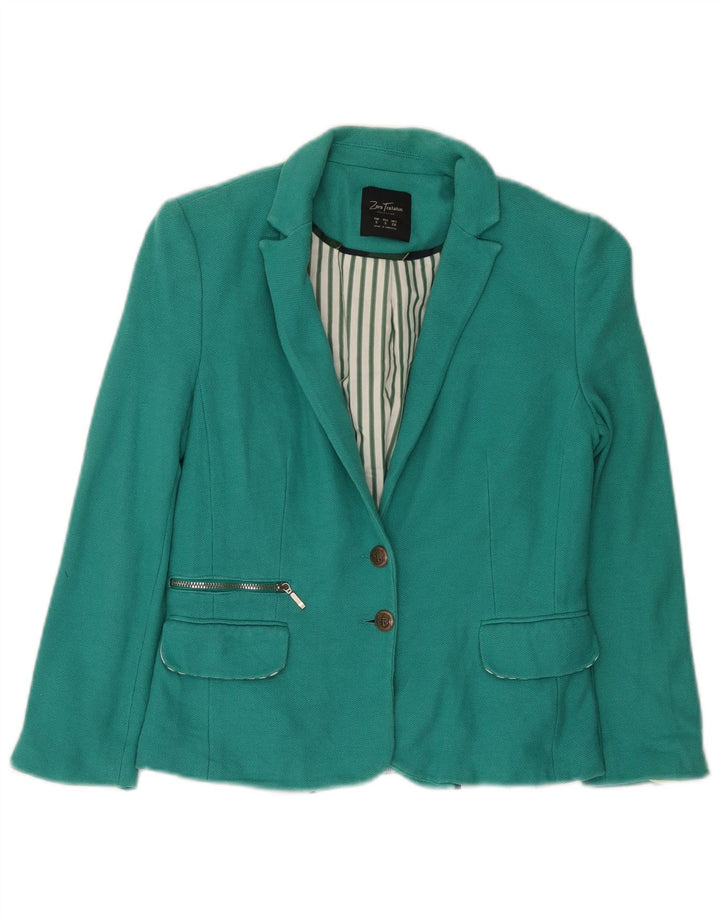Zara Womens Crop 2 Button Blazer Jacket UK 10 Small Blue