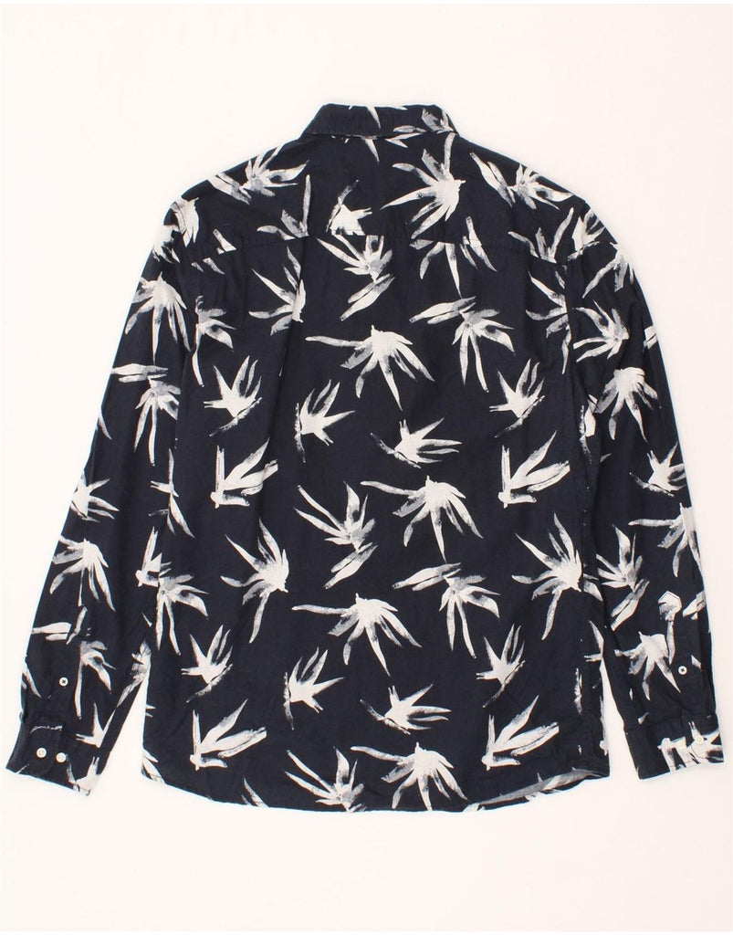 JACK & JONES Mens Abstract Pattern Slim Shirt Large Navy Blue Vintage Jack & Jones and Second-Hand Jack & Jones from Messina Hembry 