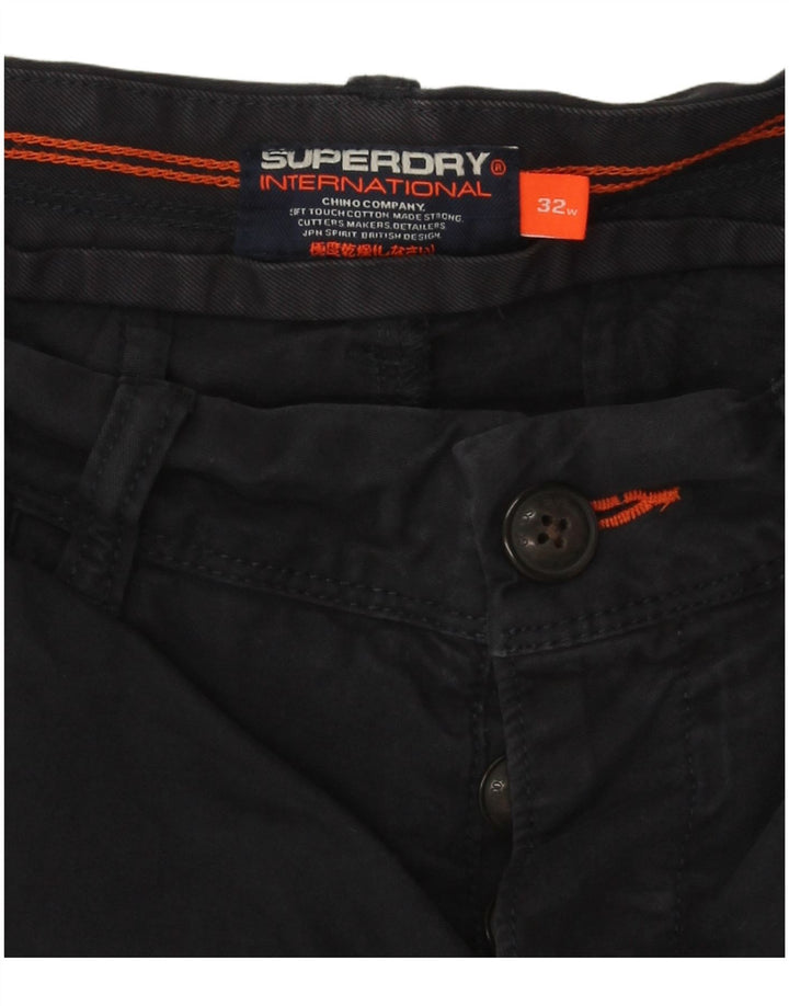 Superdry Mens Chino Shorts W32 Medium Navy Blue Cotton