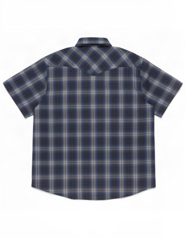 Wrangler Mens Western Shirt Short Sleeve 2XL Blue Check Cotton
