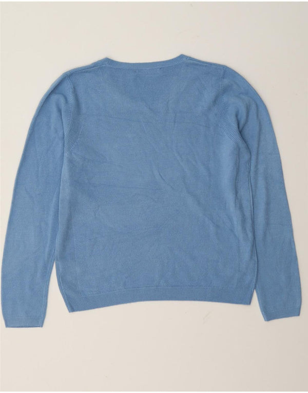 Marks & Spencer Womens Boat Neck Jumper Sweater UK 12 Medium Blue Acrylic