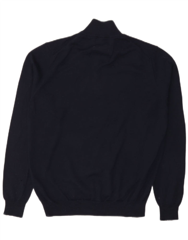 Marks & Spencer Mens Zip Neck Jumper Sweater Medium Navy Blue Acrylic