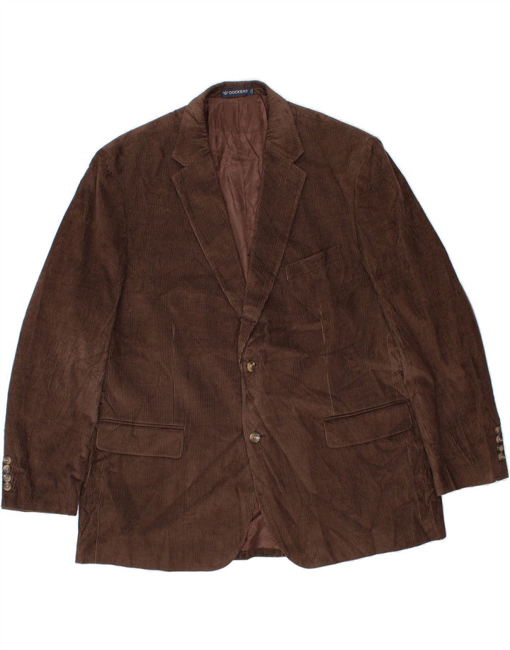DOCKERS Mens Corduroy Blazer Jacket US 48 4XL Brown Cotton