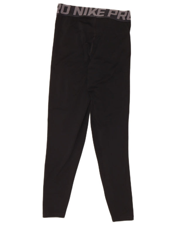 Nike Womens Dri Fit Graphic Leggings UK 4 XS Black Polyester