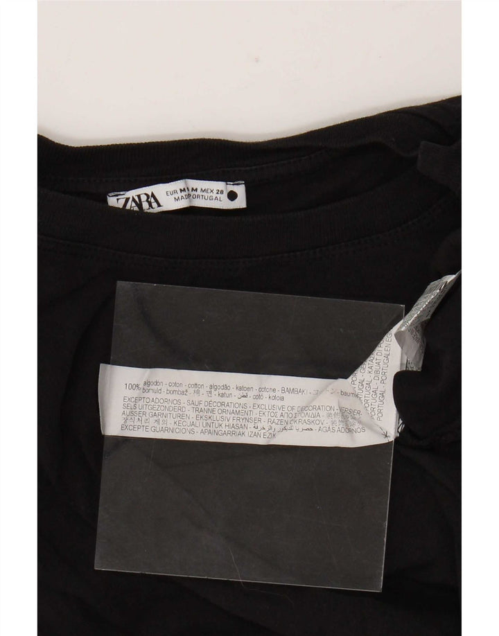 Zara Womens Vest Top UK 14 Medium Black Cotton