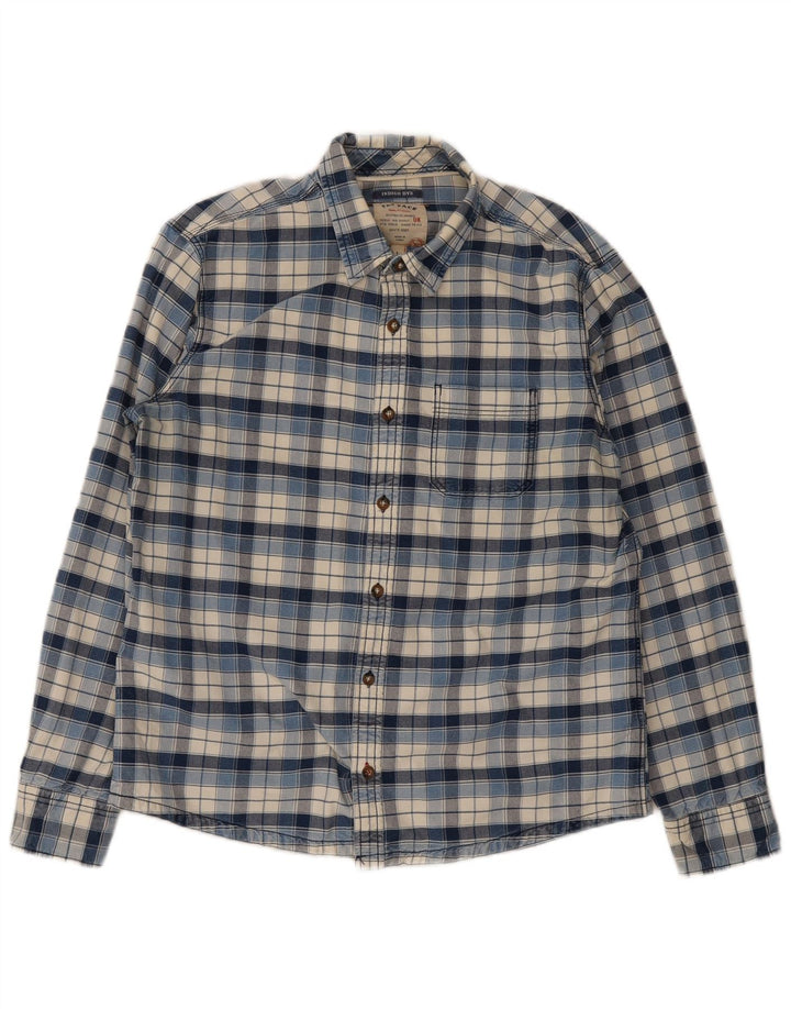 Fat Face Mens Flannel Shirt Large Blue Check Cotton
