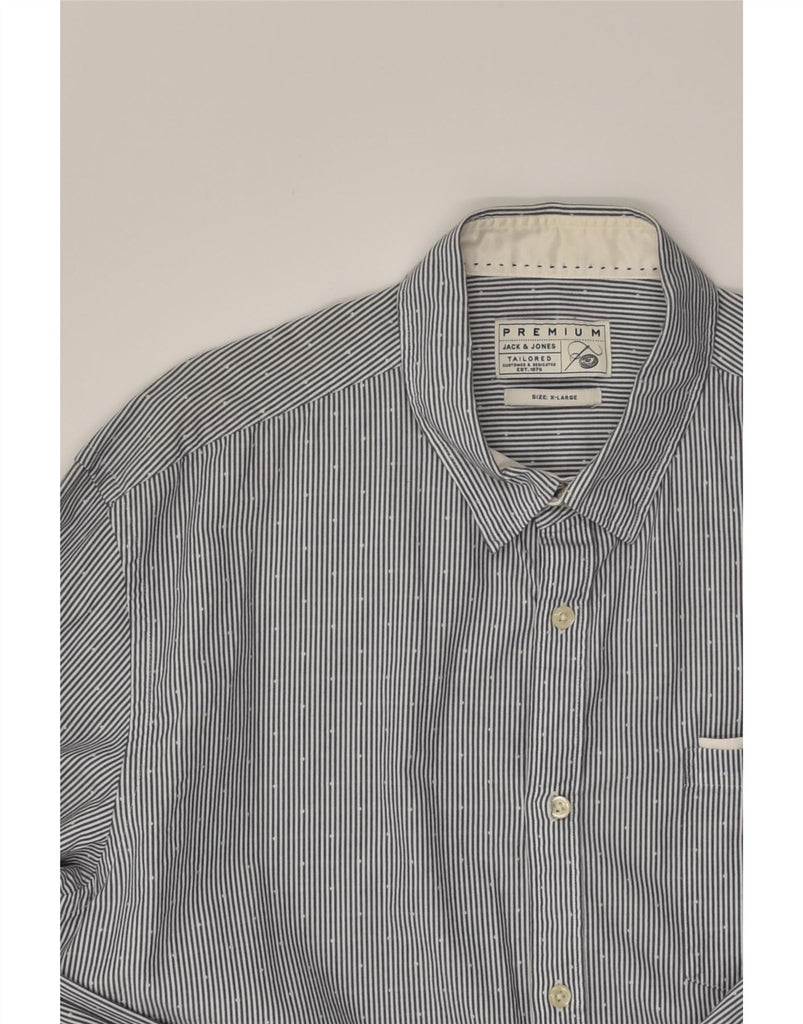 JACK & JONES Mens Tailored Fit Shirt XL Blue Pinstripe Cotton | Vintage Jack & Jones | Thrift | Second-Hand Jack & Jones | Used Clothing | Messina Hembry 