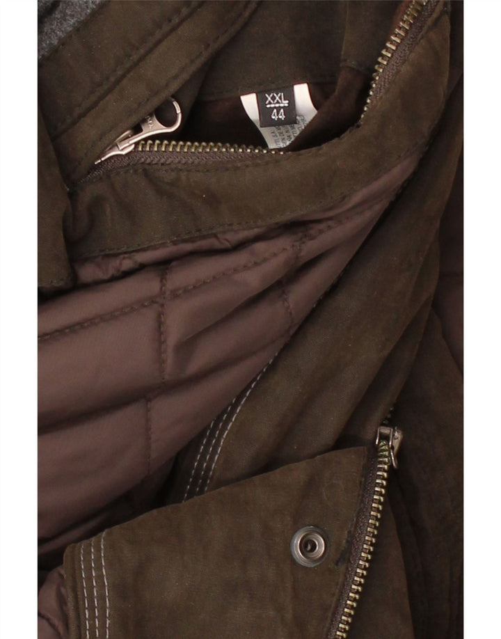 MASSIMO DUTTI Mens Waxed Cotton Jacket UK 44 2XL Brown