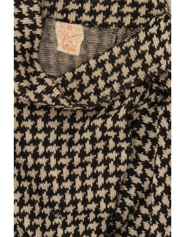 Vintage Womens Turtle Neck Jumper Sweater UK 12 Medium Black Houndstooth