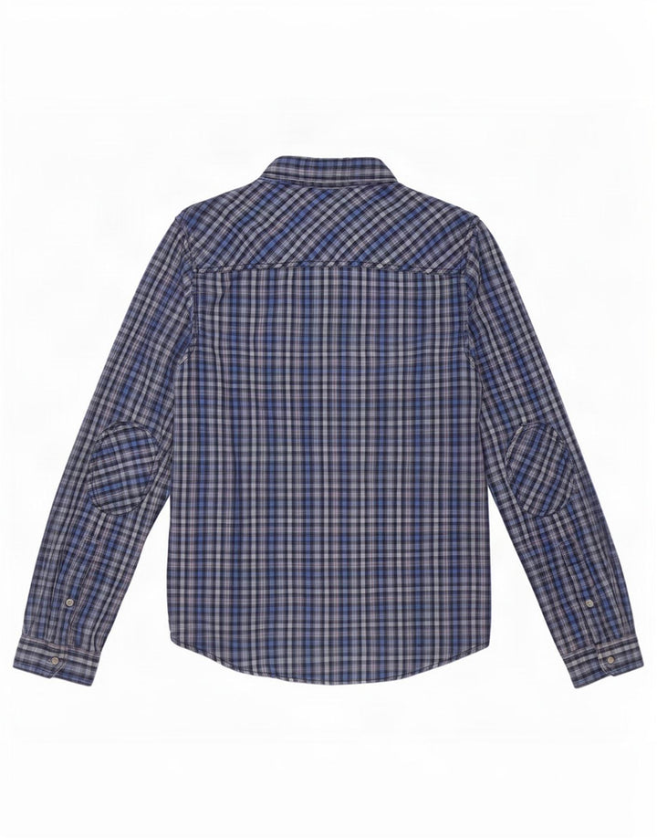 Tommy Hilfiger Mens Flannel Shirt Large Blue Gingham Cotton