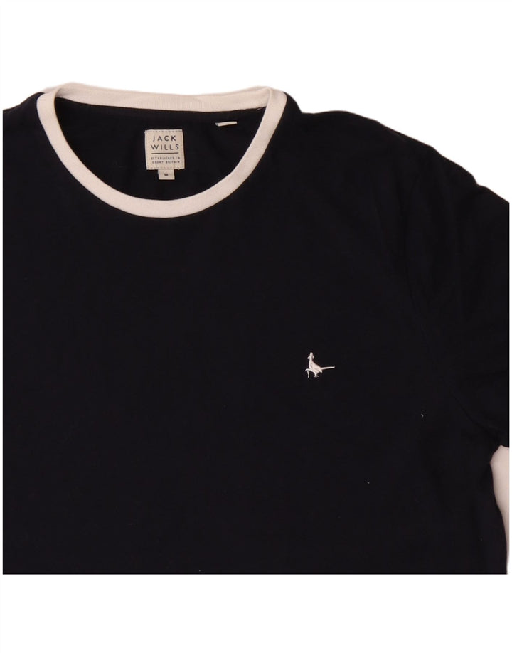 JACK WILLS Mens T-Shirt Top Medium Navy Blue Cotton