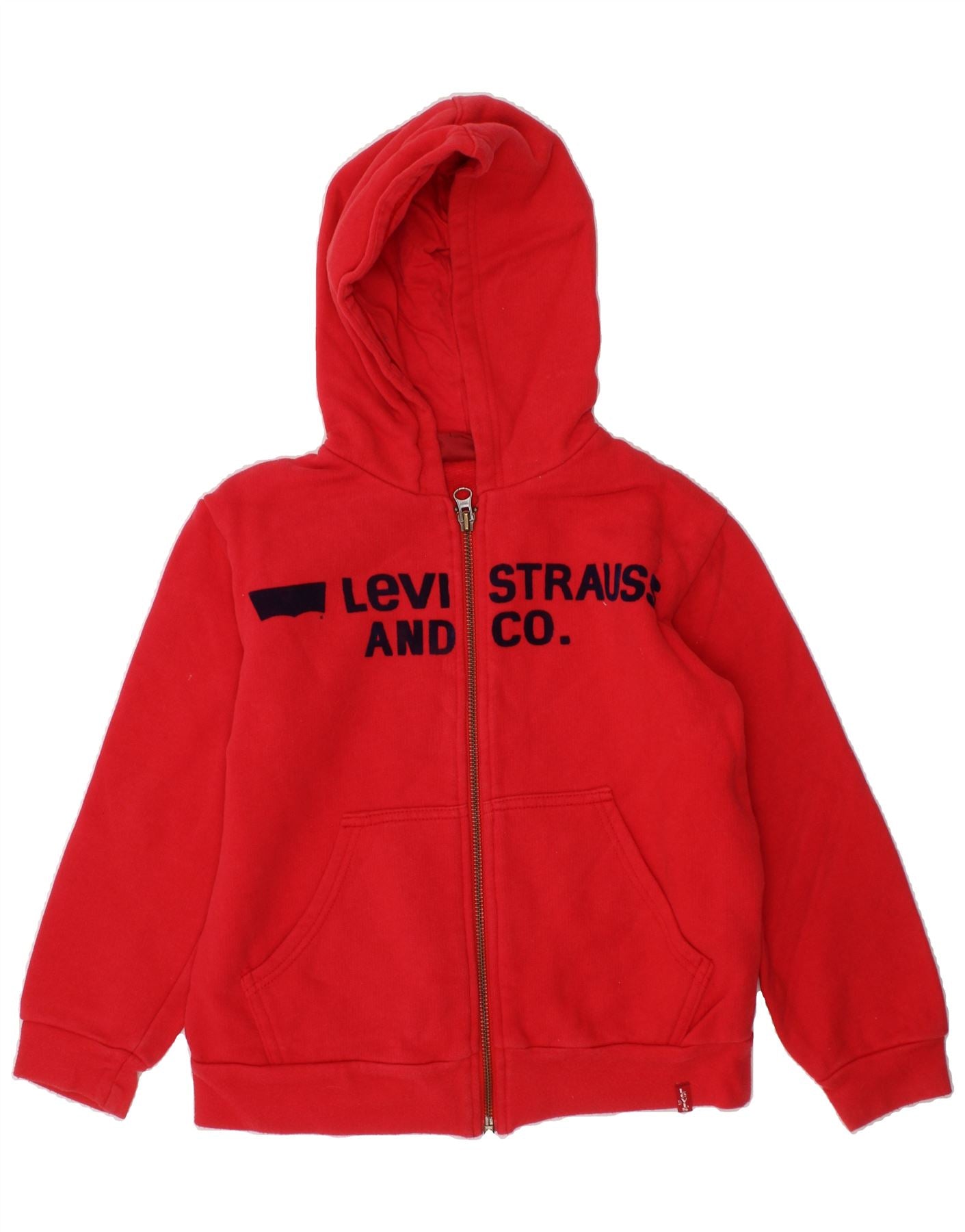 LEVI'S Boys Graphic Zip Hoodie Sweater 5-6 Years Red Cotton