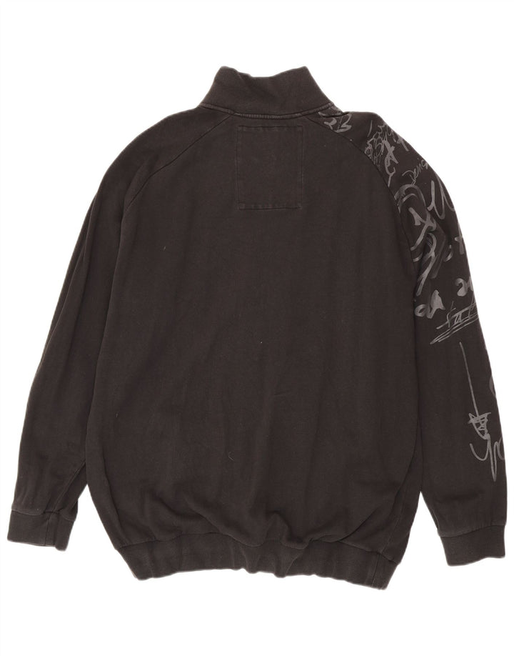 Desigual Mens Graphic Tracksuit Top Jacket XL Black Cotton