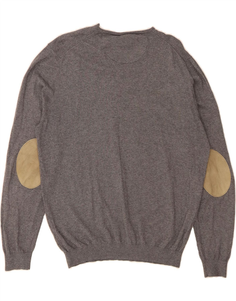 MASSIMO DUTTI Mens V-Neck Jumper Sweater XL Grey Vintage Massimo Dutti and Second-Hand Massimo Dutti from Messina Hembry 