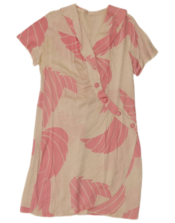 Vintage Womens Sheath Dress UK 14 Medium Beige Floral