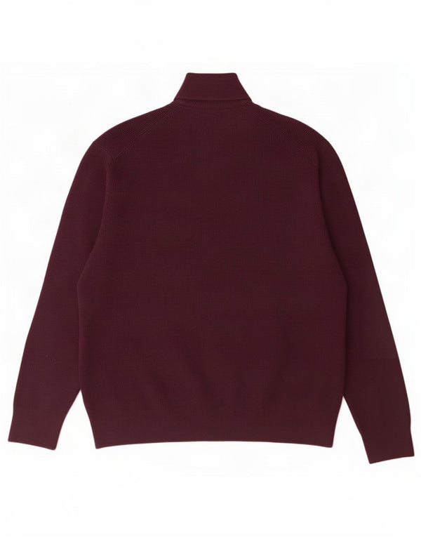 Marks & Spencer Mens Zip Neck Jumper Sweater 3XL Burgundy Polyester