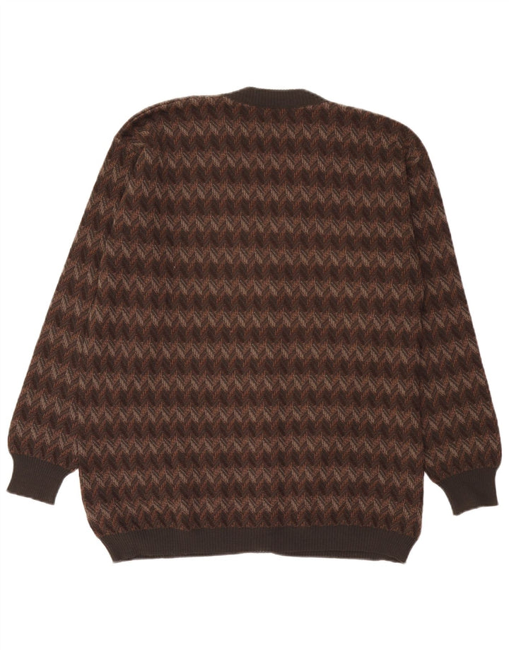 Bernardini Mens Cardigan Sweater Large Brown Geometric