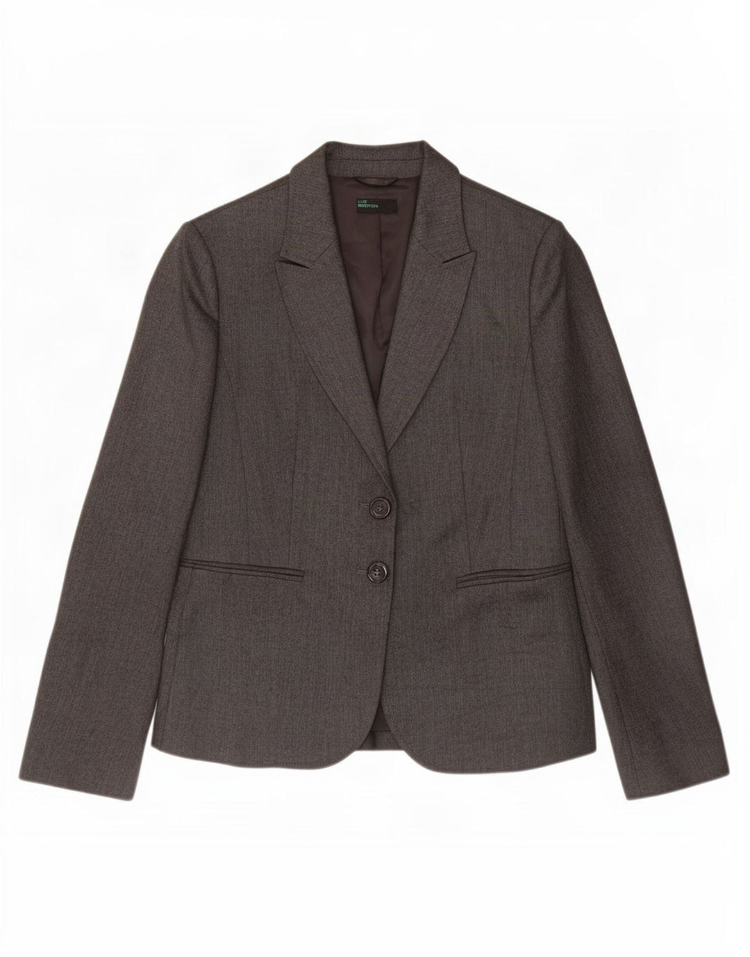 Benetton Womens 2 Button Blazer Jacket UK 10 Small Grey Herringbone