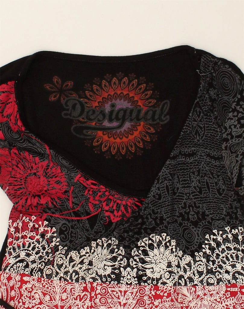 DESIGUAL Womens A-Line Dress UK 10 Small Red Floral Viscose | Vintage Desigual | Thrift | Second-Hand Desigual | Used Clothing | Messina Hembry 