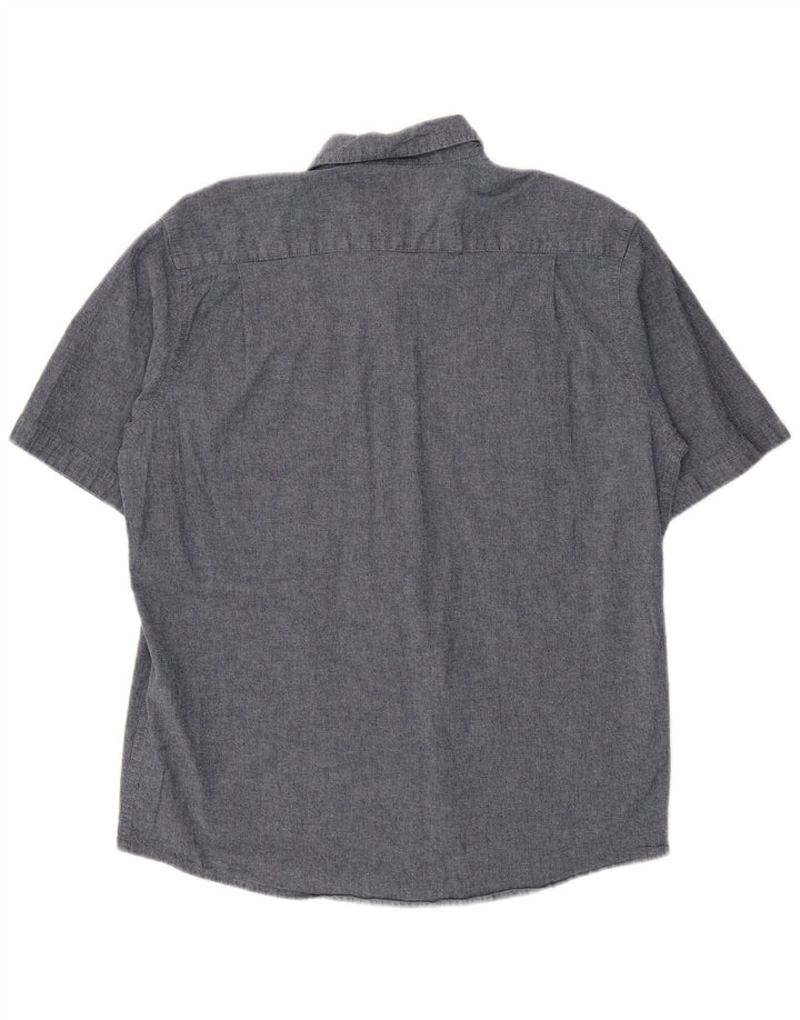 Wrangler Mens Short Sleeve Shirt Large Blue Cotton