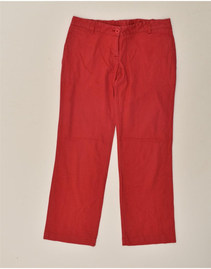 FILA Womens Straight Chino Trousers UK 14 Large W34 L29  Red Polyester | Vintage Fila | Thrift | Second-Hand Fila | Used Clothing | Messina Hembry 