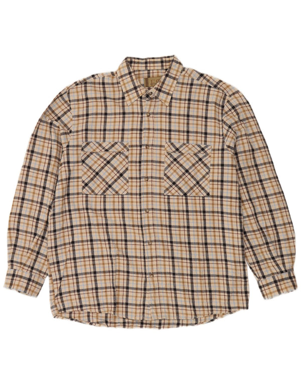 European Project Mens Flannel Shirt XL Beige Check Cotton