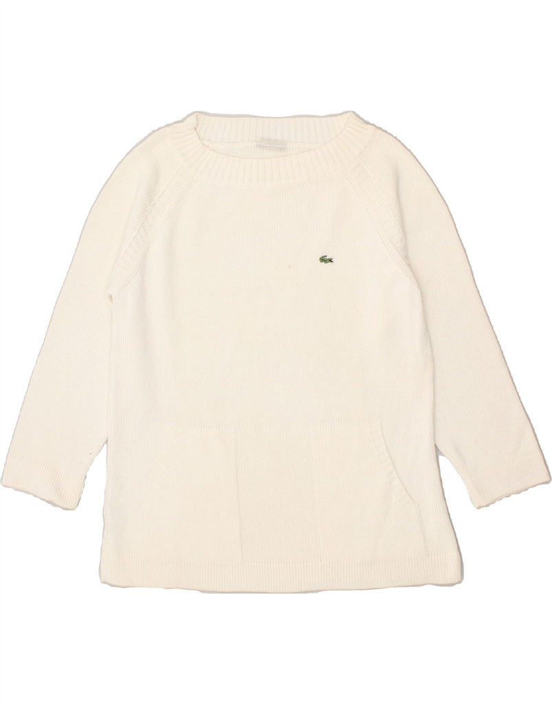 LACOSTE Womens 3/4 Sleeve Boat Neck Jumper Sweater Size 44 Large White | Vintage Lacoste | Thrift | Second-Hand Lacoste | Used Clothing | Messina Hembry 