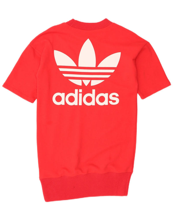 Adidas Womens Graphic Sweatshirt Jumper Dress UK 10 Small  Red Cotton