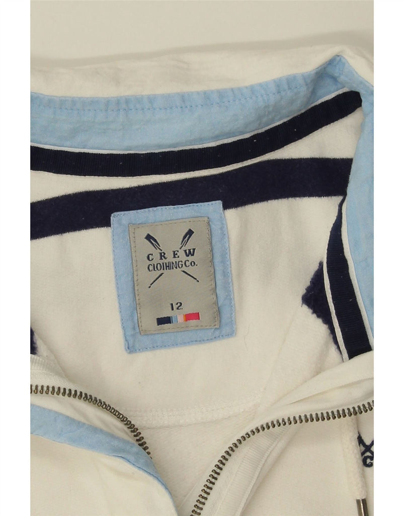 CREW CLOTHING Womens Sweatshirt Jumper UK 12 Medium  White Striped Vintage Crew Clothing and Second-Hand Crew Clothing from Messina Hembry 