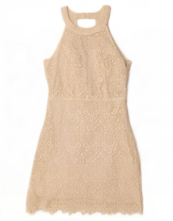 Hollister Womens Lace Halter Dress US 1 XS White Floral Polyester
