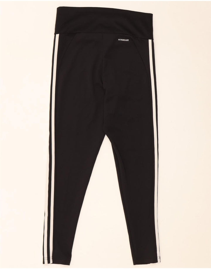 ADIDAS Womens Aeroready Leggings UK 12/14 Medium Black Polyester